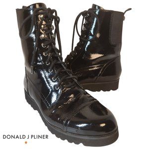 Donald J Pliner Patent Leather Combat Boots Camren Women's Size 7M